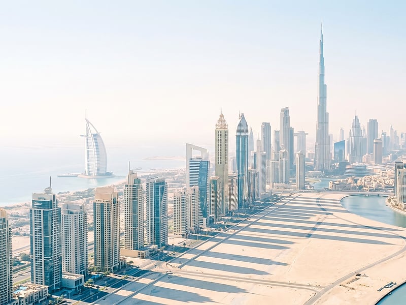 Dubai skyline by day: high-rises and the coast